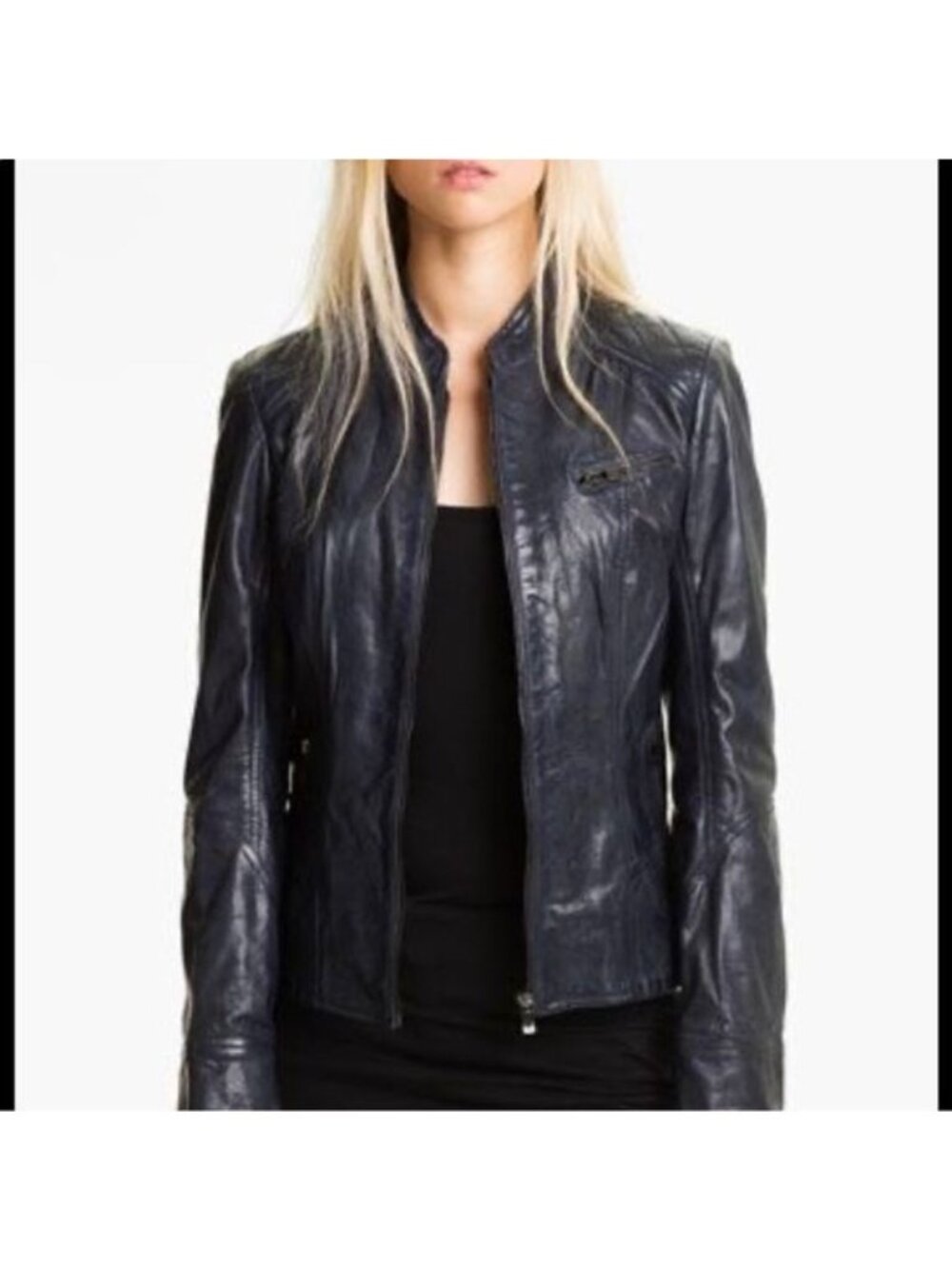 Bod & Christensen 100% leather black Moto Jacket Large